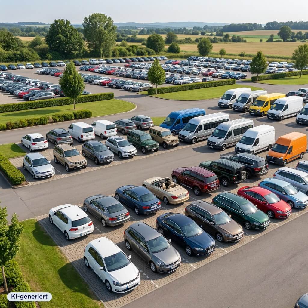 GenKI-Bild: Fahrzeugplatz Luftaufnahme GenKI-Bild: Fahrzeugplatz Luftaufnahme